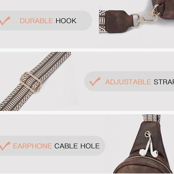 Women's Faux Leather Sling Bag – Stylish & Functional Crossbody Fanny Pac - Picture 4 of 6